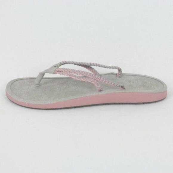 JBU Sport Key West Women's Size 9 Gray & Pink Vegan Leather Flip Flop Sandals - Picture 8 of 11